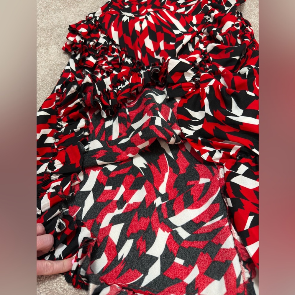 Marni - Stylish Red and Black Patterned Midi Skirt - Italian size 42, US 12 - Picture 3 of 13